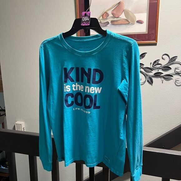 If Life is Good Blue Long Sleeve Shirt “ Kind Is The New Cool”  Medium #094 - Picture 6 of 6